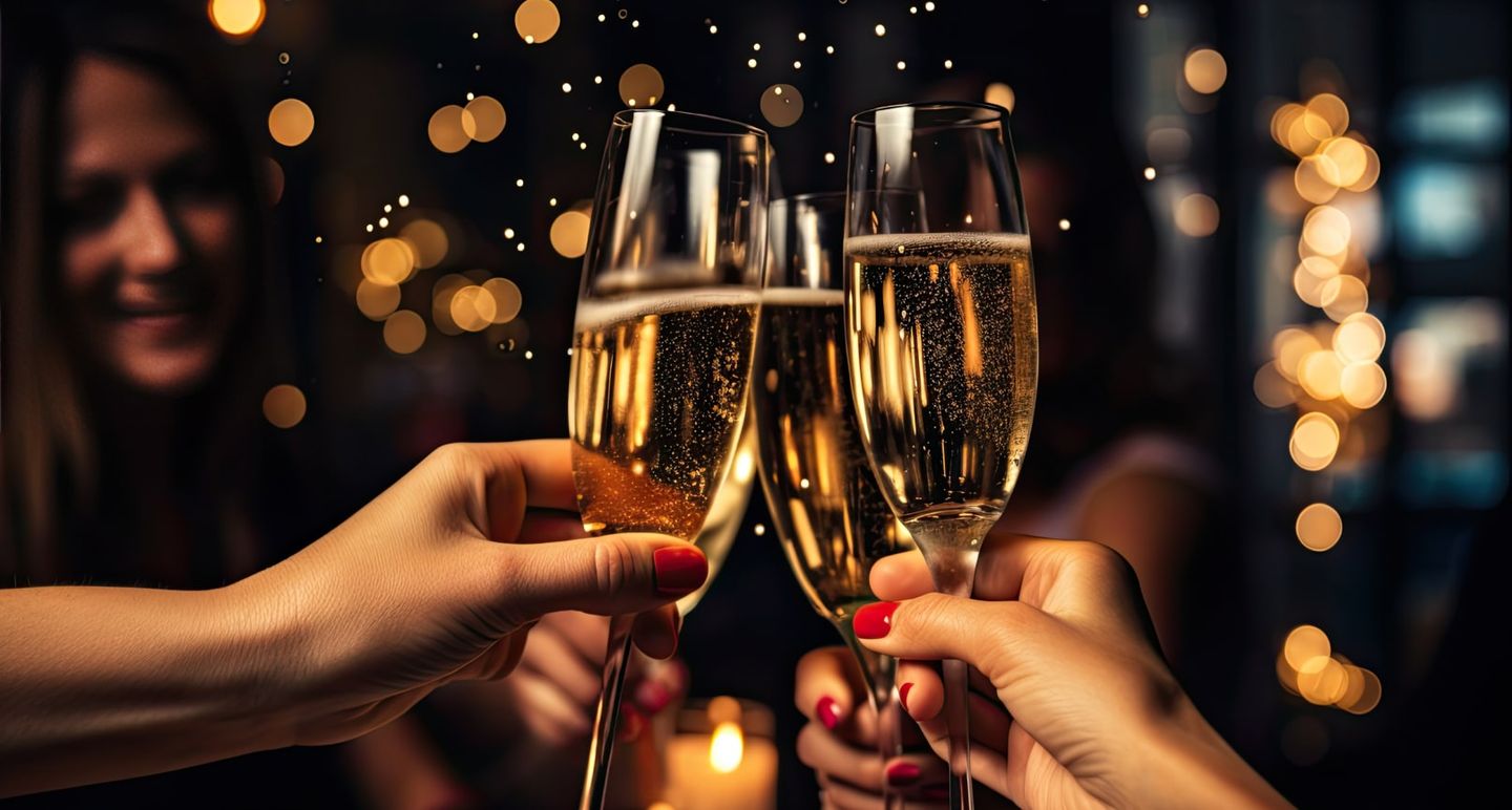 Two glasses of champagne for the holidays