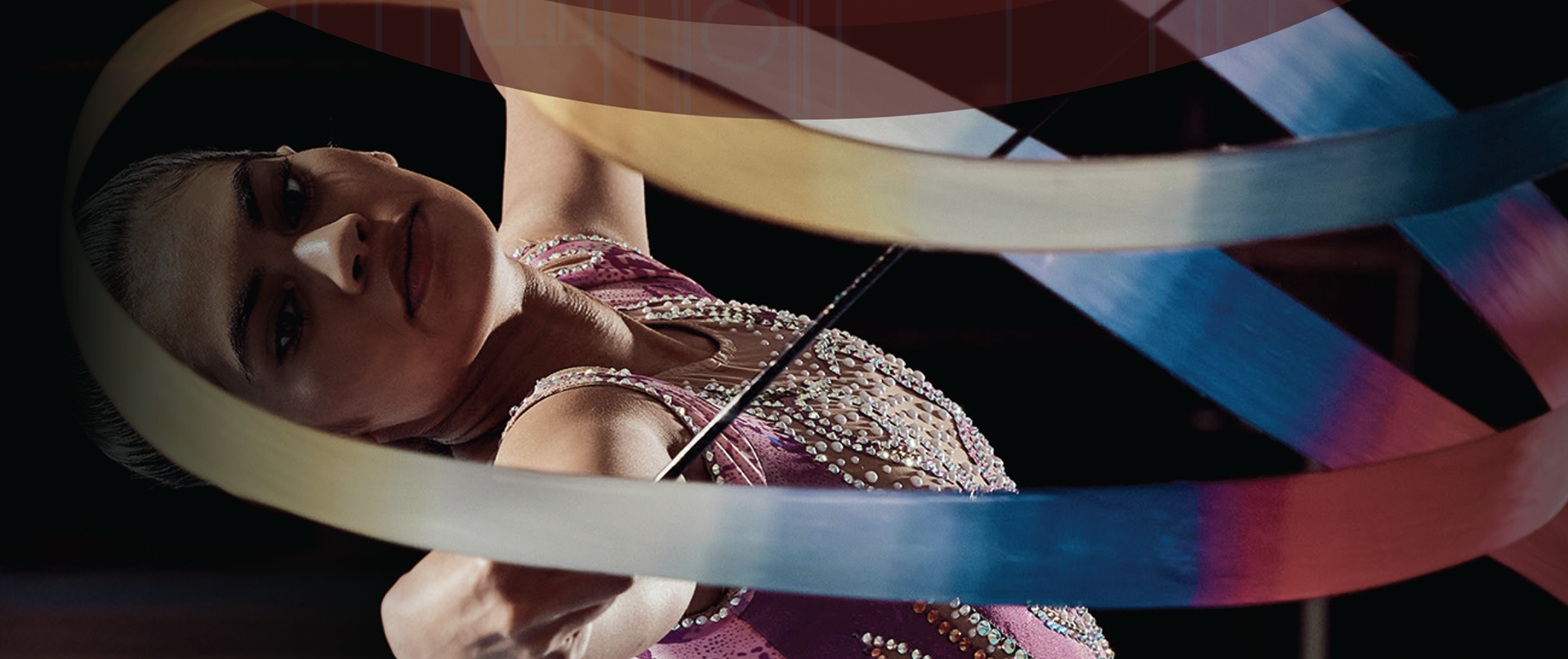 Rhythmic gymnast performing a ribbon routine