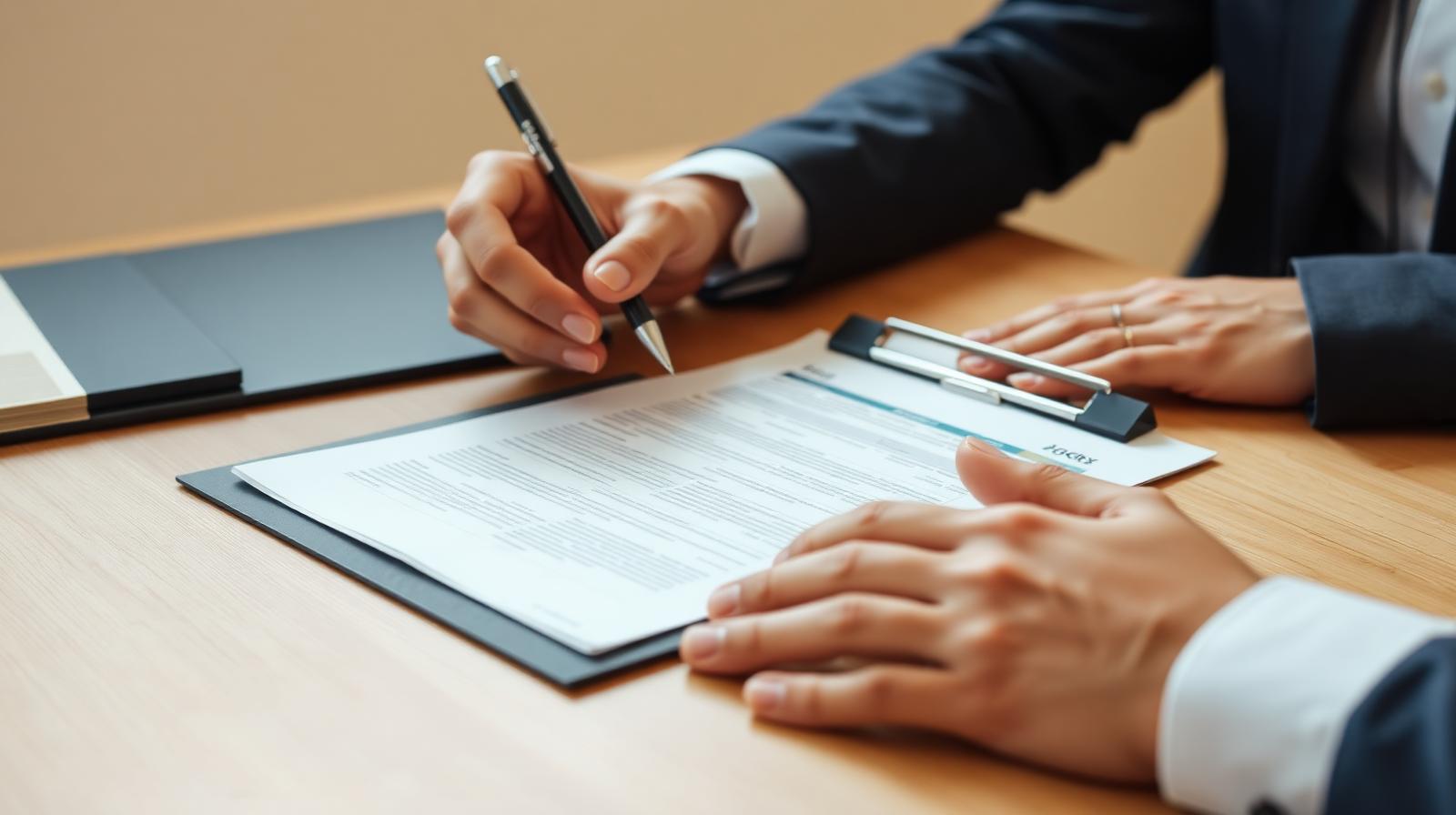 Deux personnes examinant un dossier administratif lors d'un rendez-vous d'accompagnement