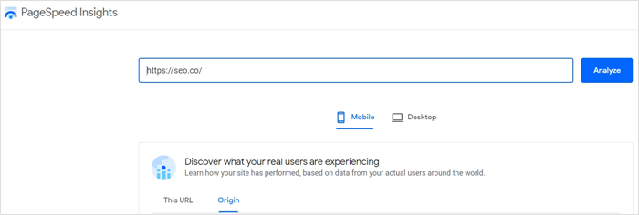 Google Page Speed Insights, chrome user experience report