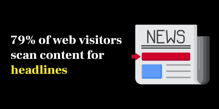 79% of web visitors scan content for headlines