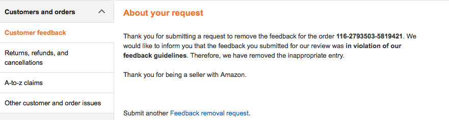 rimozione del feedback