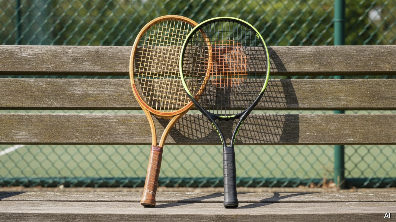 Zwei Tennisschlaeger symbolisieren das gemischte Doppel in der Nachfolge.