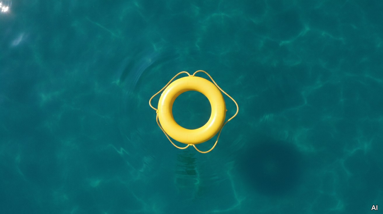 Ein gelber Rettungsring im türkisblauen Wasser symbolisiert professionelle Hilfe.