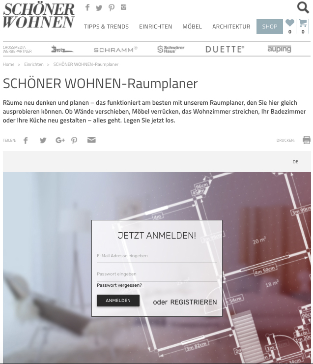 Start: Schöner Wohnen 3D-Raumplaner