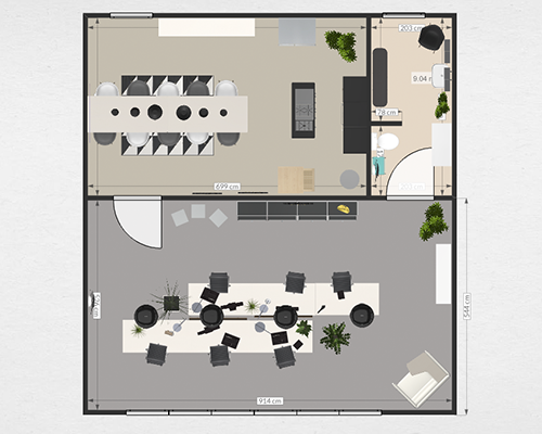 Roomle open space Büro 3D Grundriss