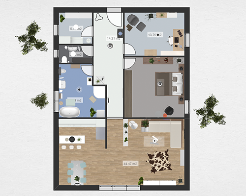 Roomle Haus erster Stock 3D Grundriss
