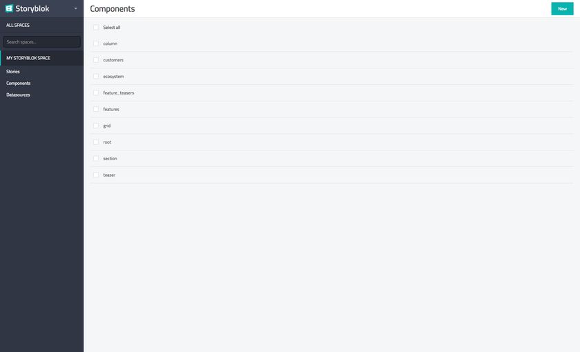 Own components overview in storyblok