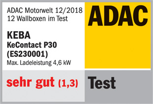 Kvalitetsstempel fra ADAC for wallboxen KeContact P30 fra KEBA