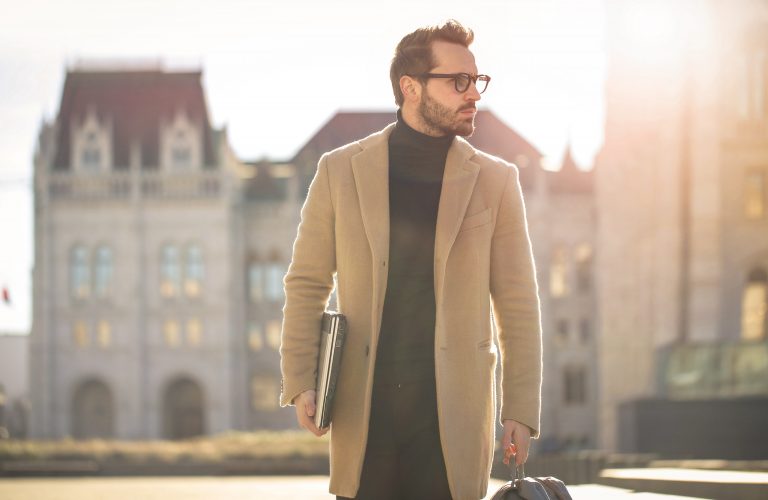 Man with beard walking
