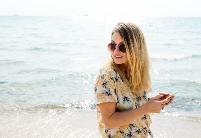 Girl with a phone in her hand