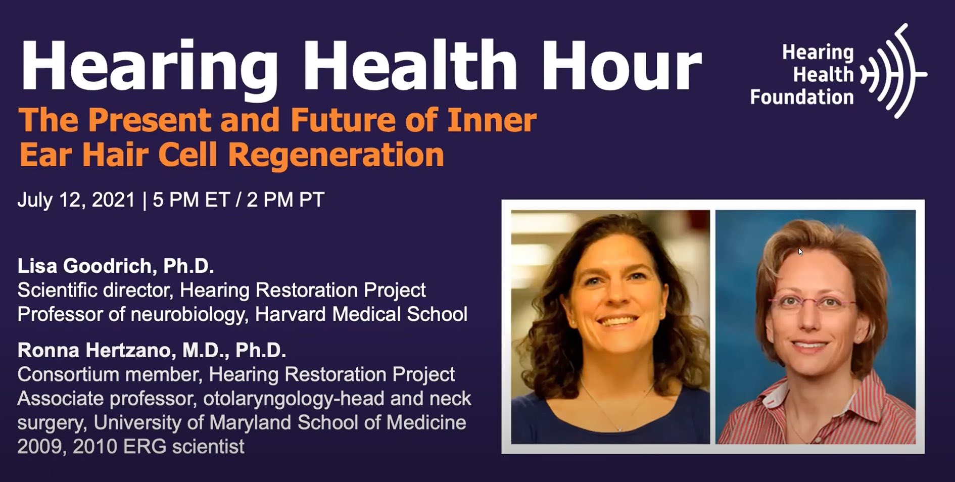 Hearing Health Hour Webinar | The Present and Future of Inner Ear Hair Cell Regeneration Hearing Health Hour Webinar | The Present and Future of Inner Ear Hair Cell Regeneration