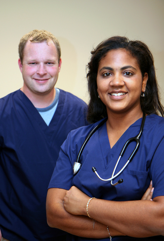 Hispanic and white hospital workers