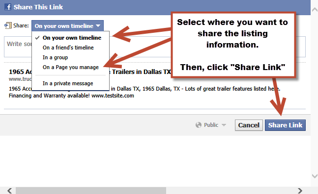 Facebook Share Options