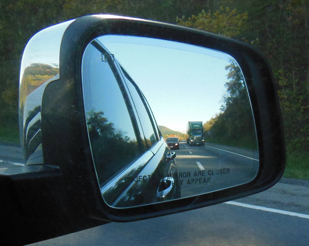 Truck in Car's Mirror