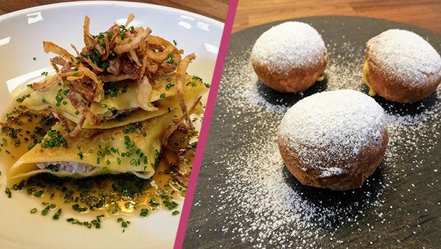 Maultaschen mit Suppe & Krapfen mit Cremefüllung