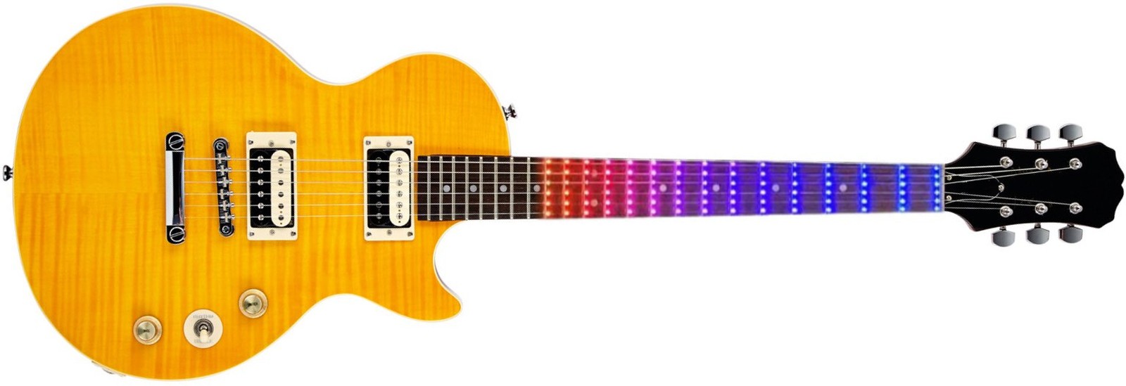 Visual Note Music Learning Device G Type on an Epiphone Les Paul guitar