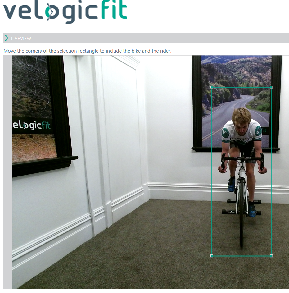 Selection of camera area containing bike and rider