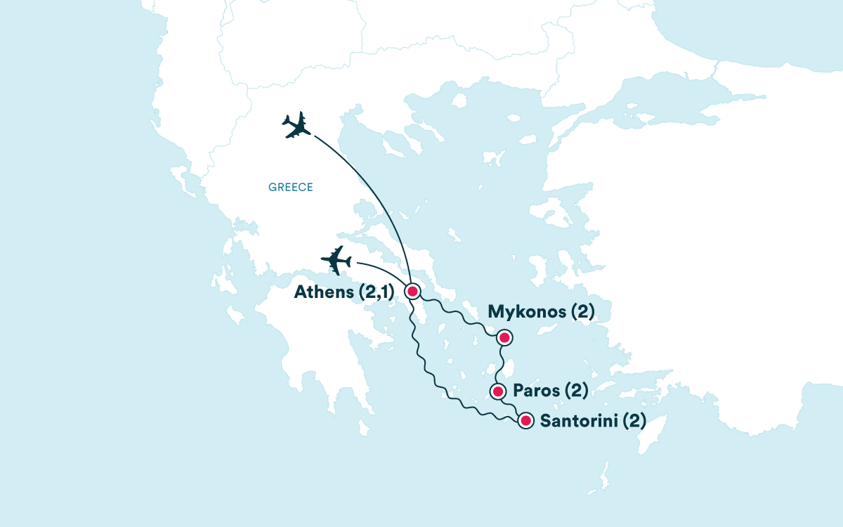 Map for the The Greek Islands tour