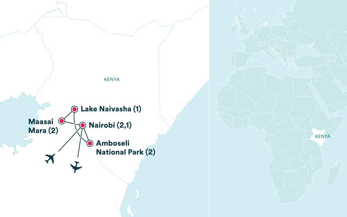 Map for the Kenya: African Safari tour