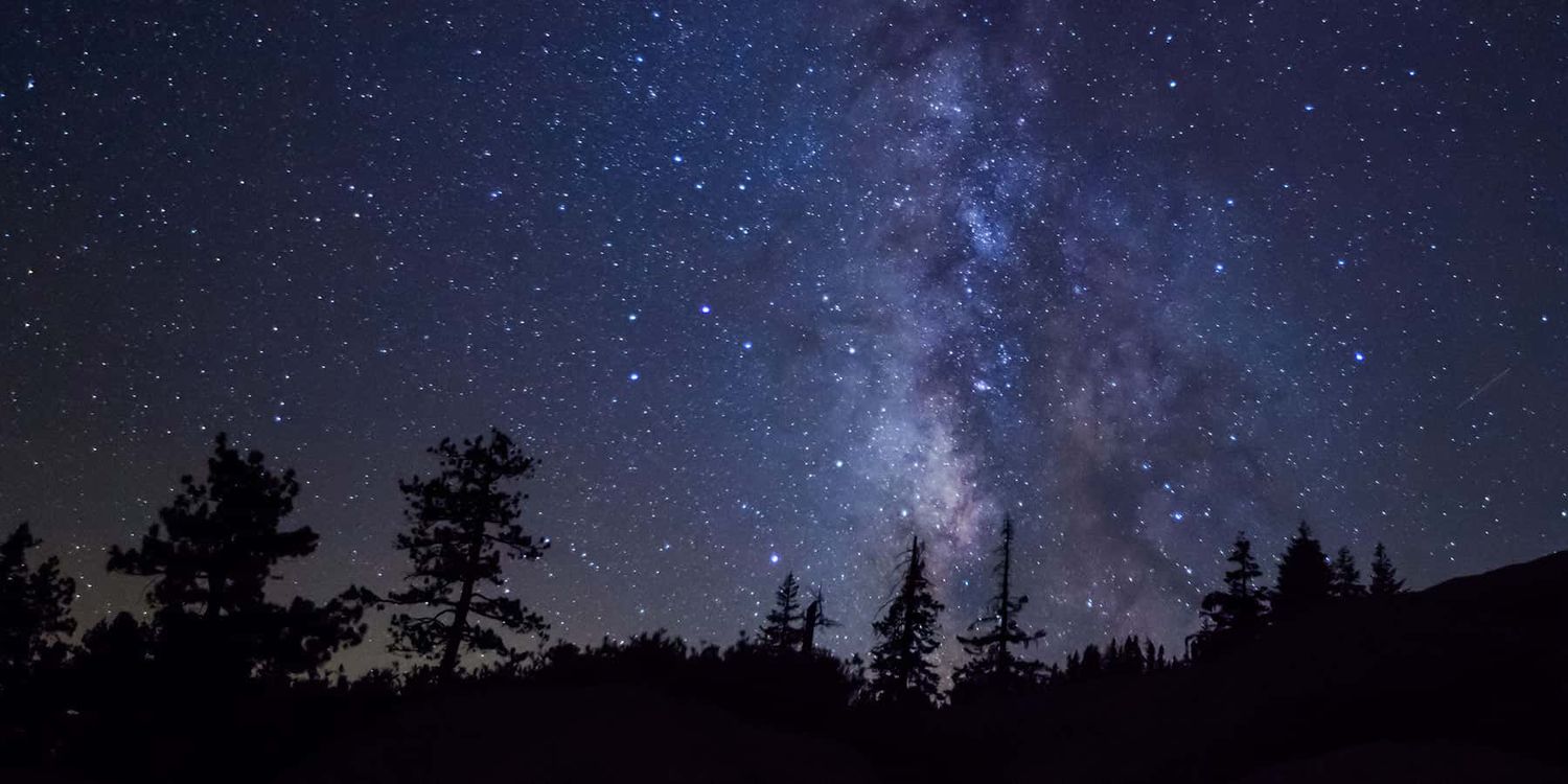 Starry sky over Glacier Point in Yosemite.