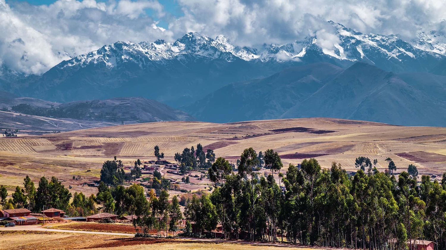 Snow-capped mountain peaks in Peru.