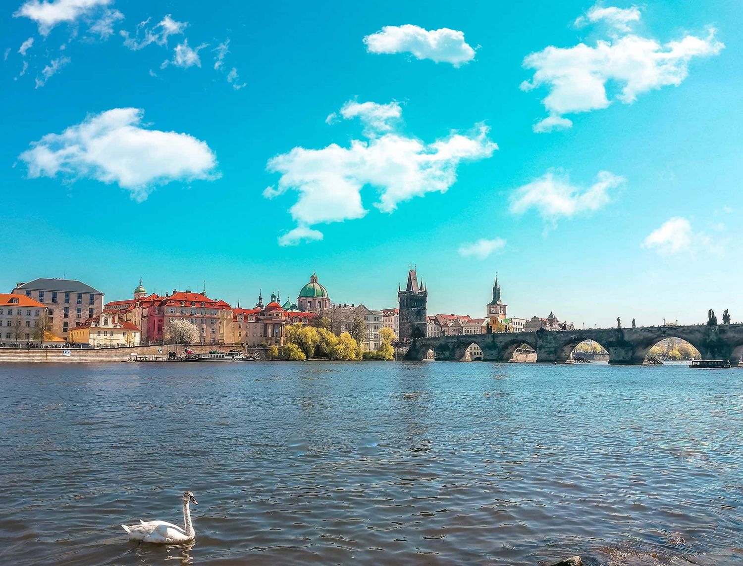 Prague city skyline.