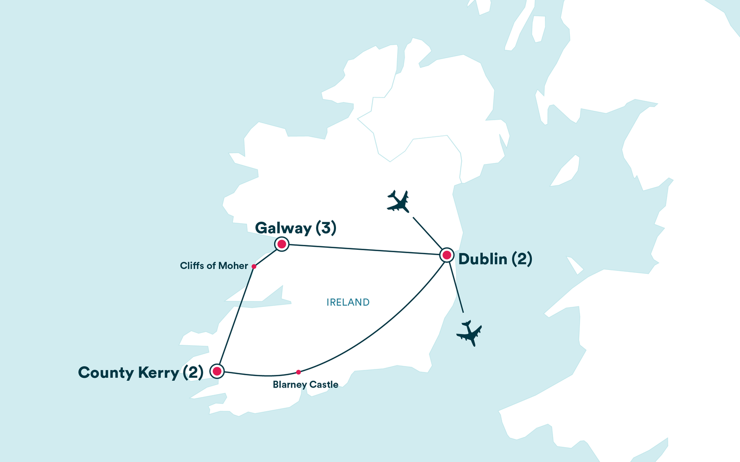 Map for the St. Paddy's Day in Galway tour