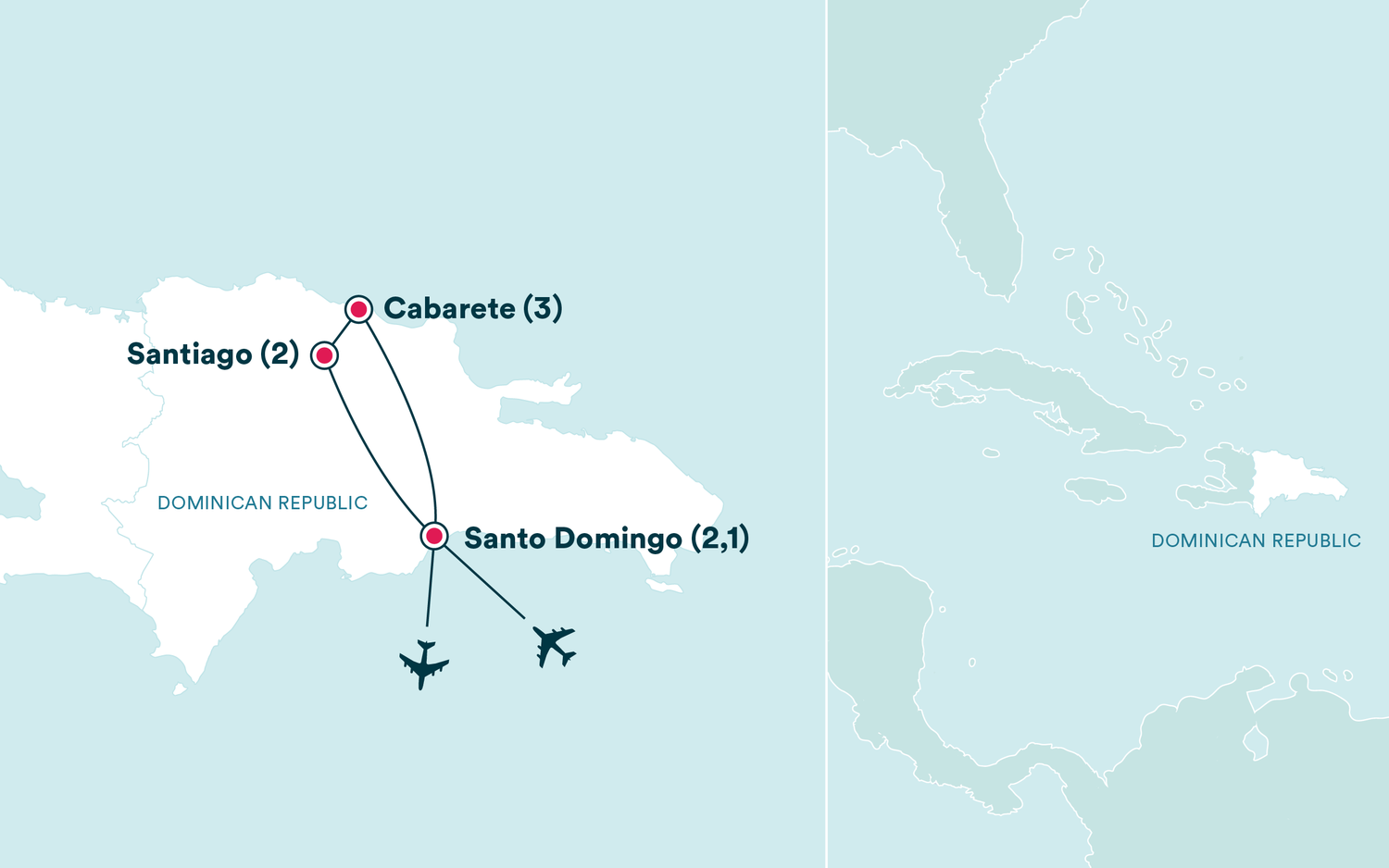 Map for the Caribbean Adventure: Dominican Republic tour