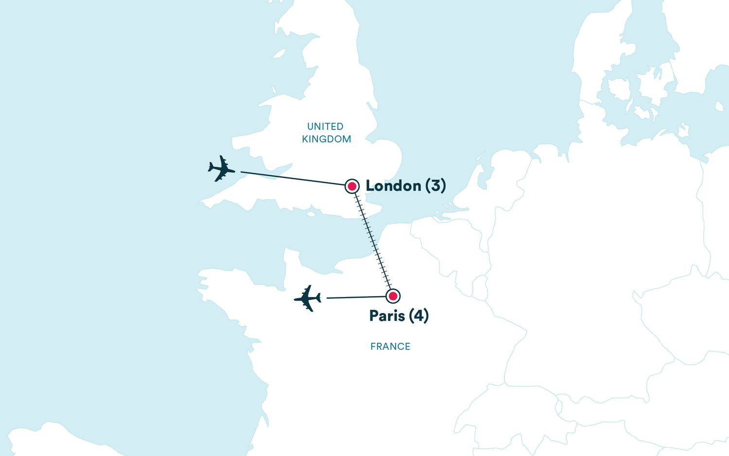 Map for the Greeks to London & Paris: Plus tour