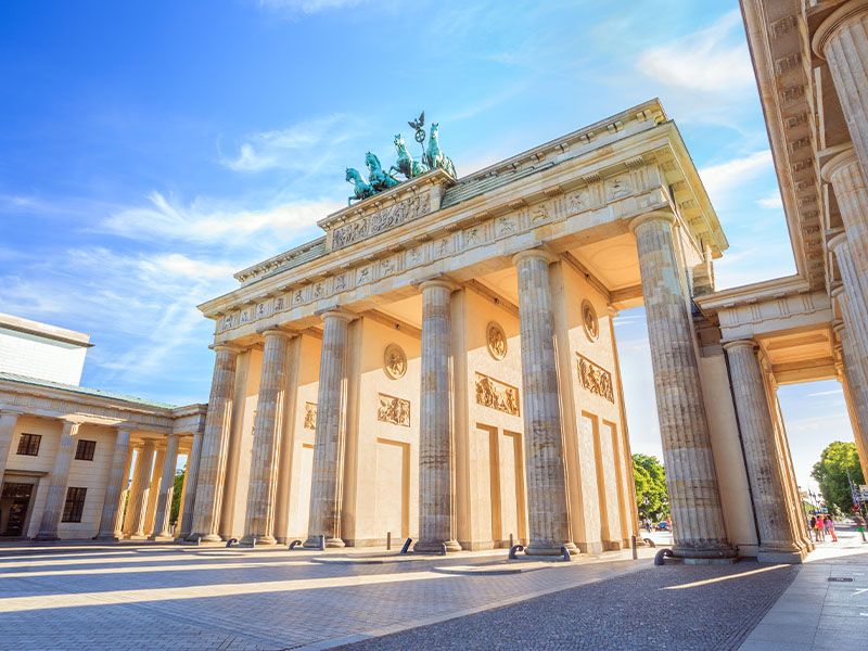 Brandenburg Gate with blue skies in the background