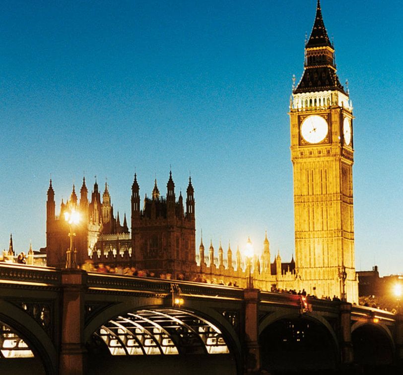 big ben lit up at night time