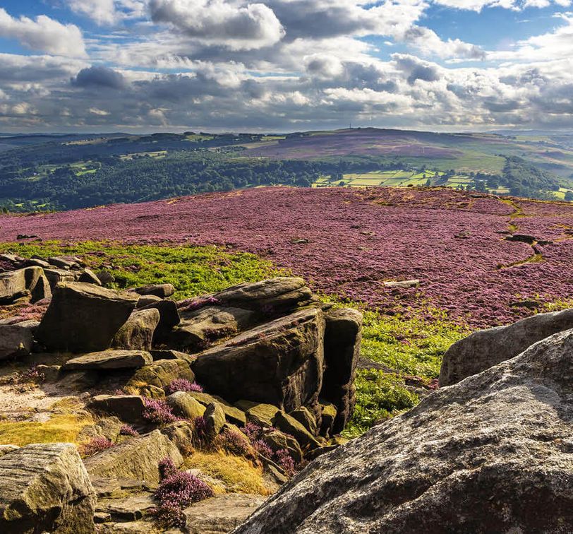 rocky valley in peak district national park in england