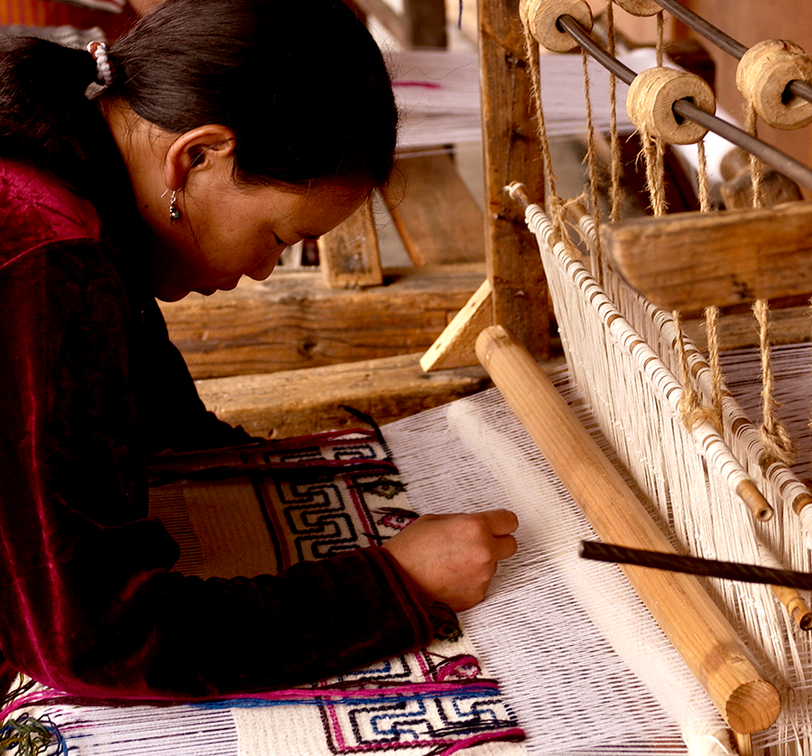 Woman weaving in Bhutan