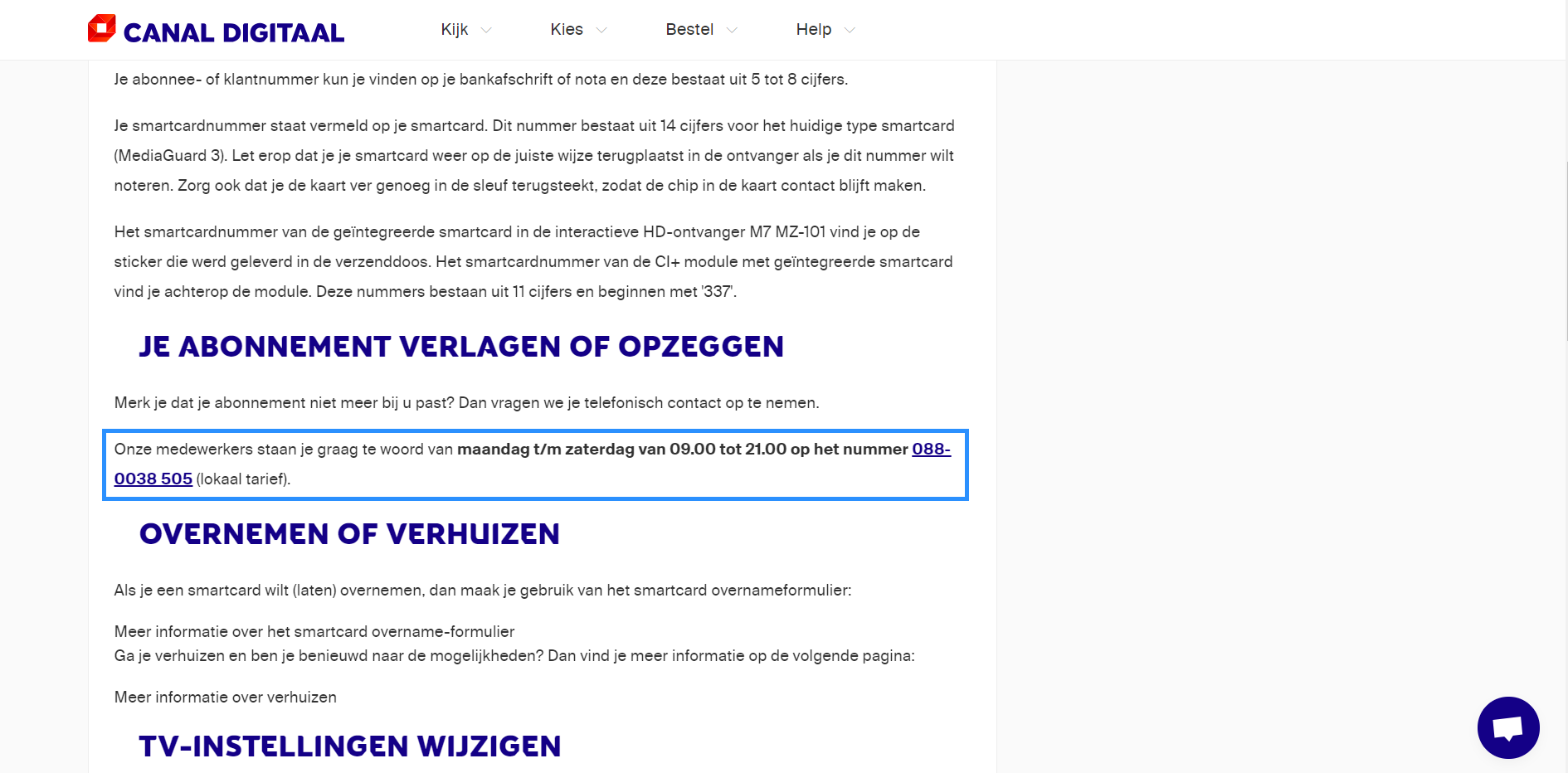 opzeggen canal digitaal telefoonnummer 0880038505