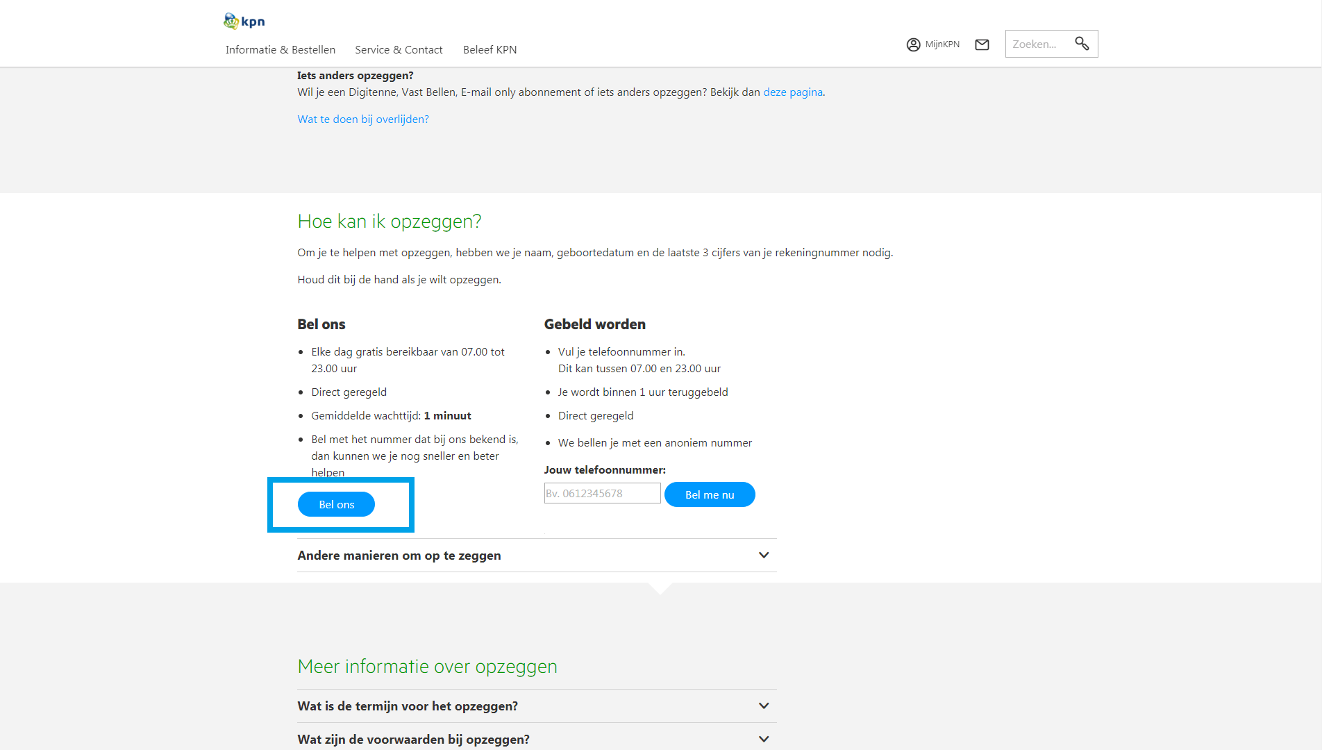 KPN bellen