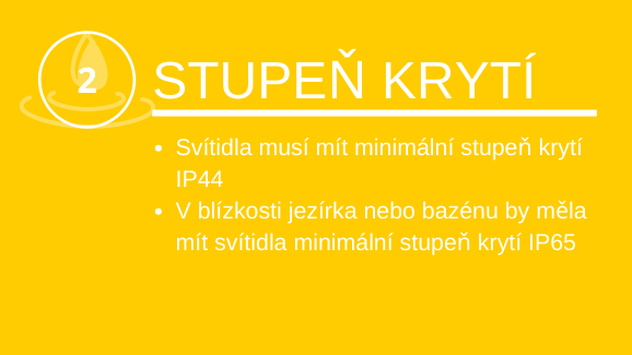 Stupeň krytí: Svítidla musí mít minimální stupeň krytí IP44