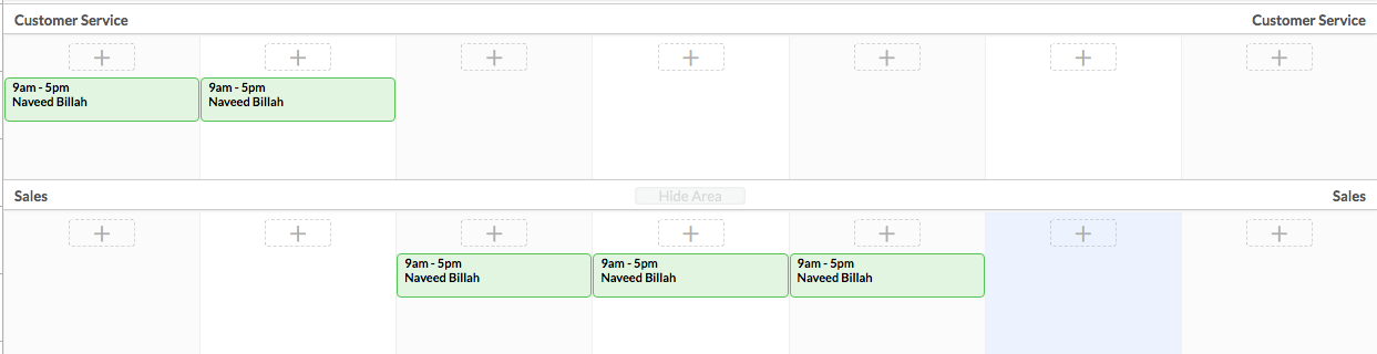 Salary cost assigned to a selected cost center