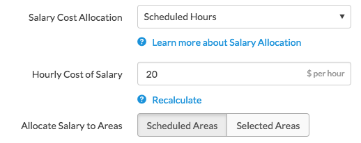 Scheduled hours to scheduled areas allocation