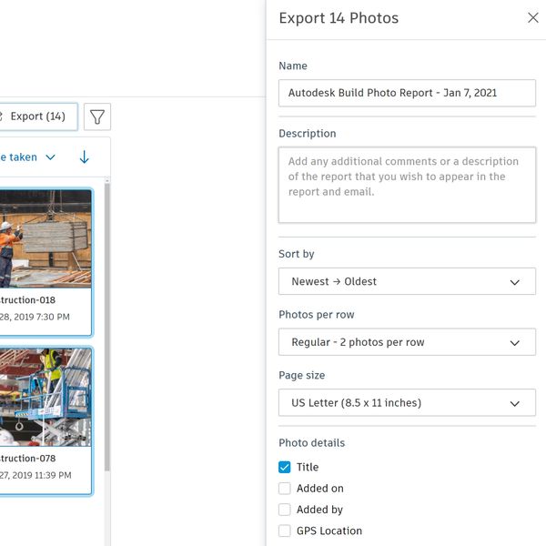 Création de rapports de photos du chantier avec un logiciel de gestion des photos pour la construction.