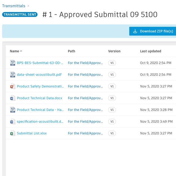 Bildschirmfoto der Übertragungssoftware für das Bauwesen.