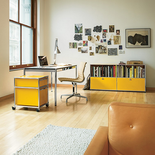 USM Haller Yellow storage system at home