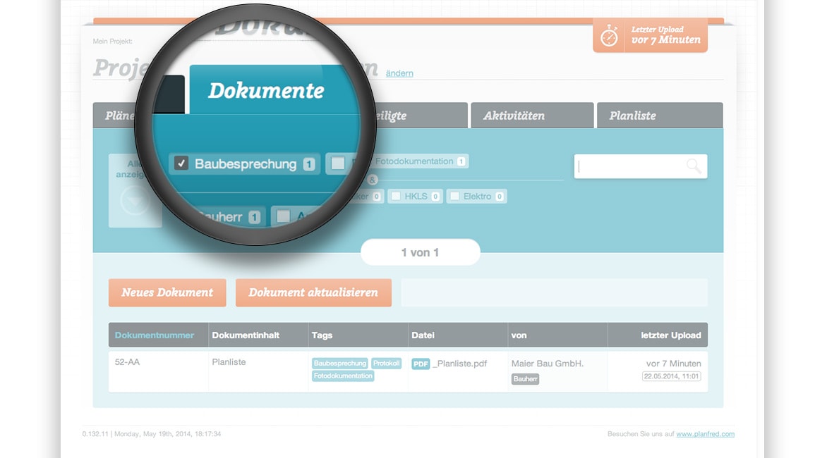 Document management in Planfred
