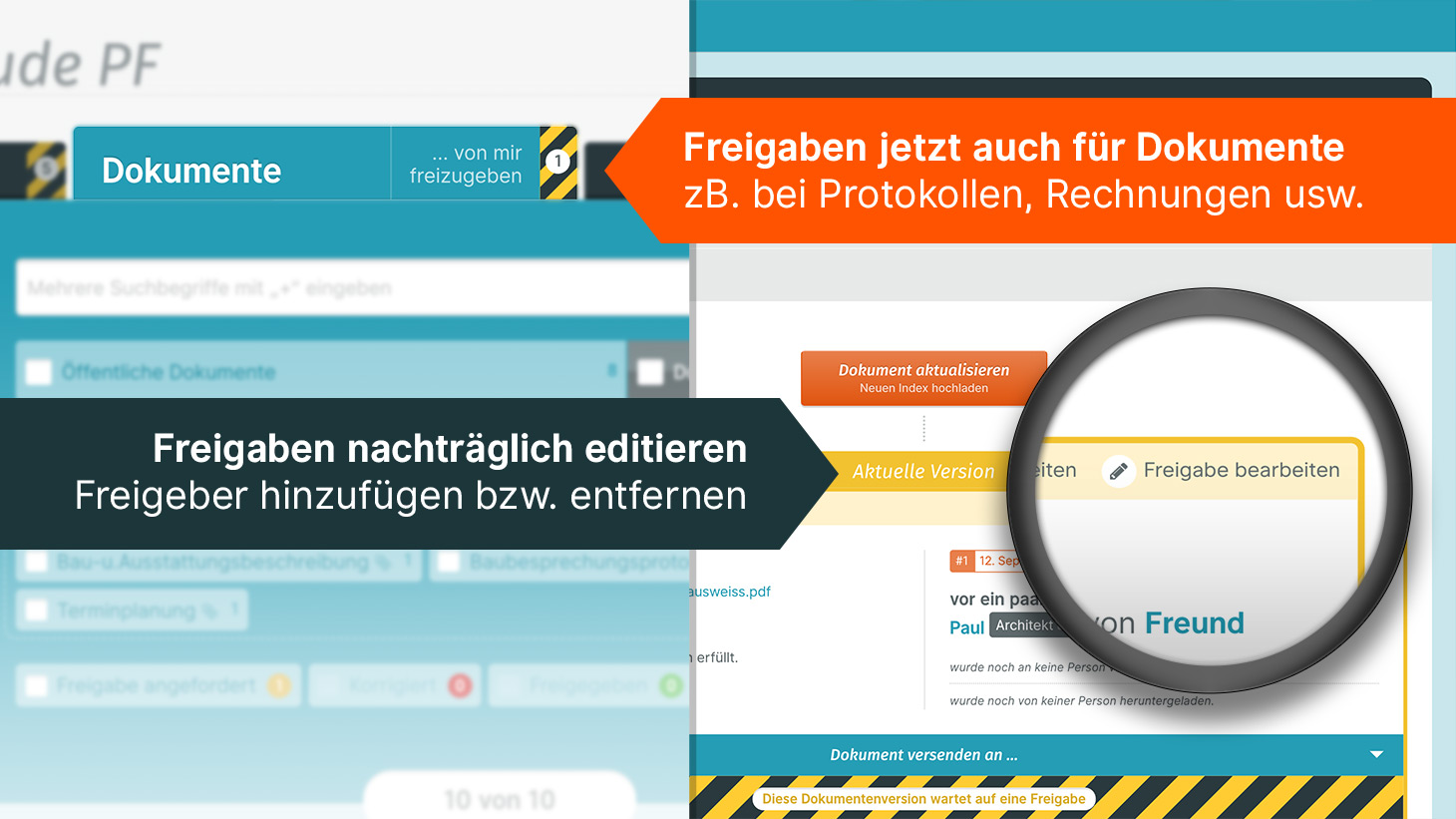 PLANFRED – Freigabe-Feature jetzt auch für Dokumente