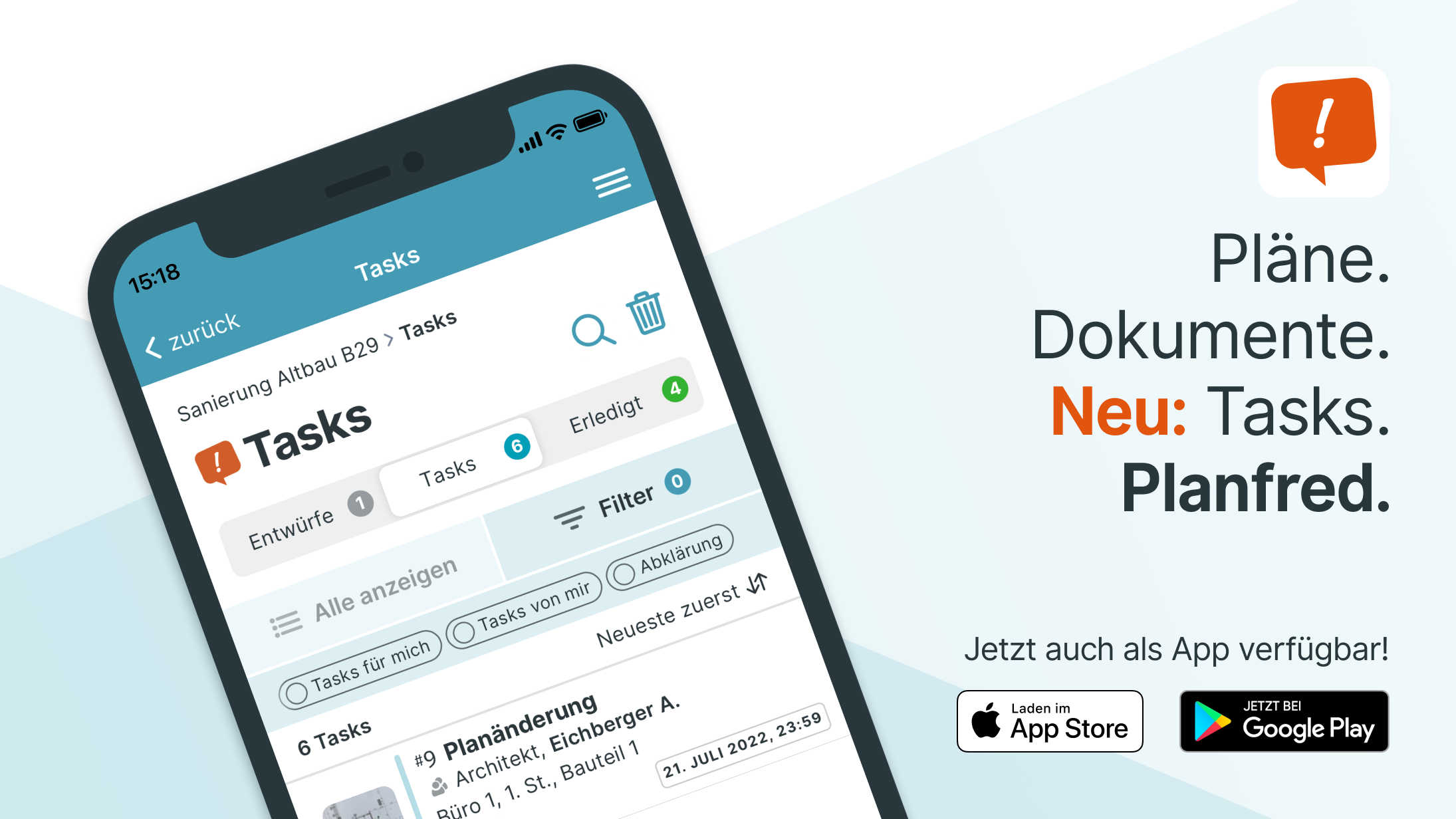 Tasks – die To-Do-Liste von PLANFRED ist da!