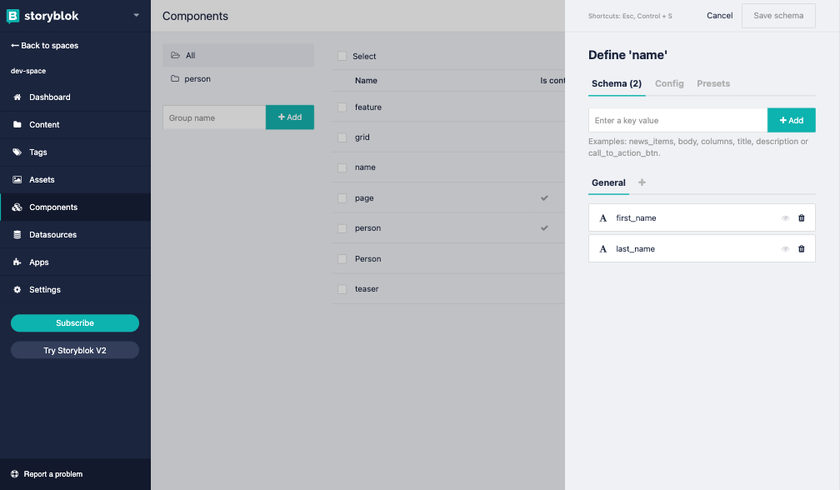 name component schema
