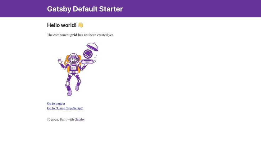 Gatsby default starter in the browser