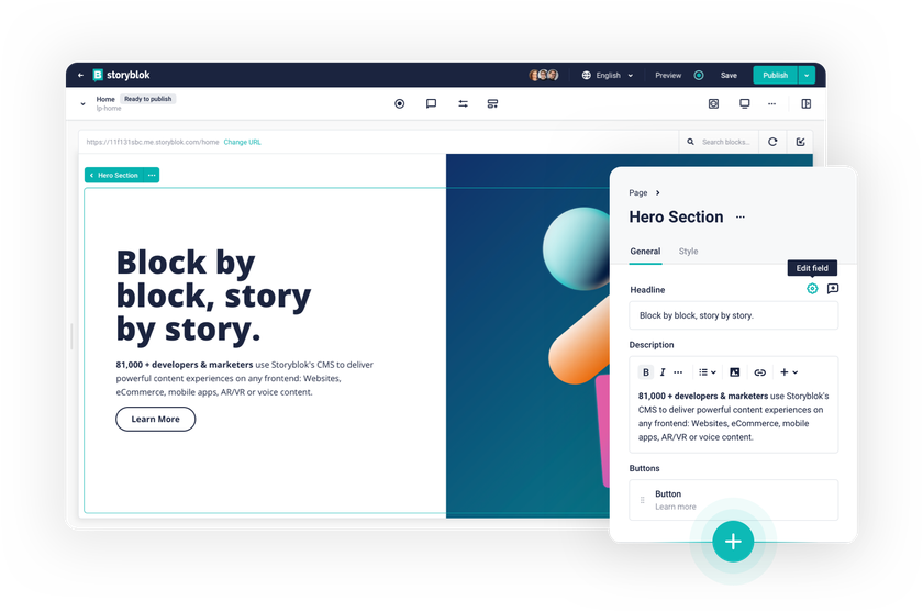 Storyblok editing capabilities