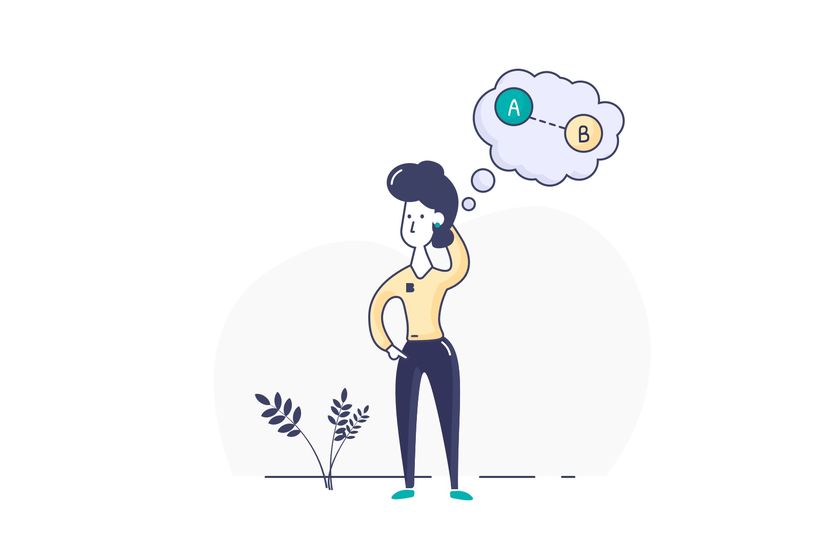 A person thinking about going from point A to B.