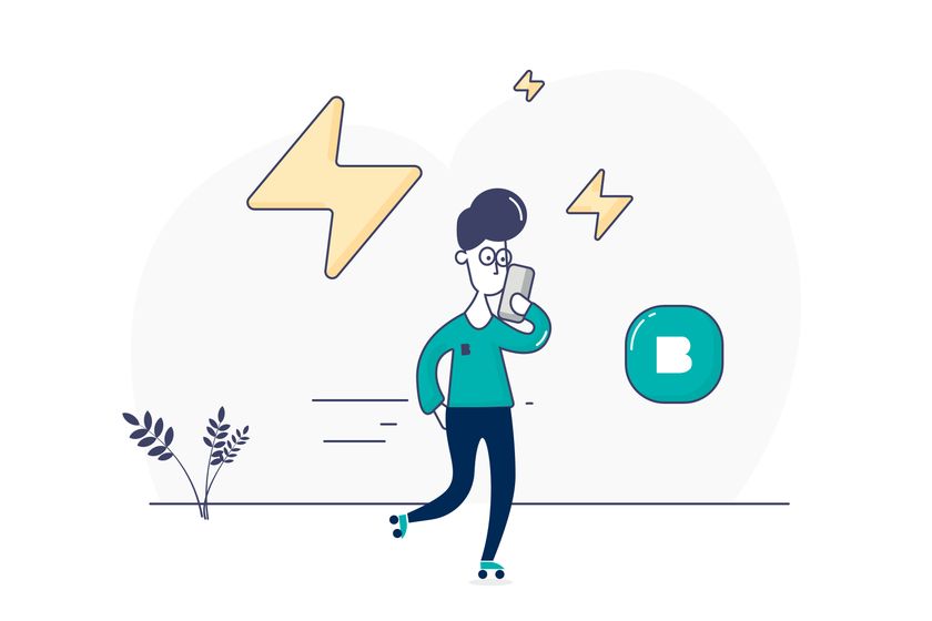An illustration of a human skating using his smartphone